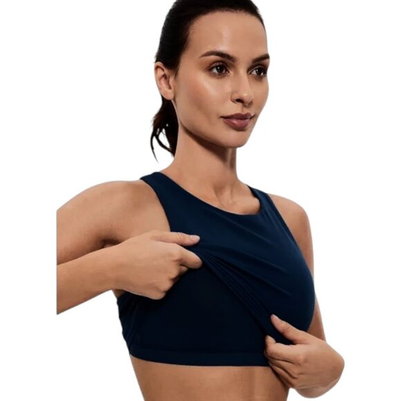 CRZ Yoga navy blue Butterluxe high neck racerback tank top size L NWT - Picture 2 of 7